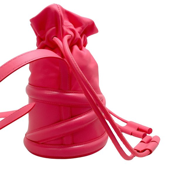 Alexander McQueen Neon Pink Soft Curve Drawstring Bag - Picture 2 of 7